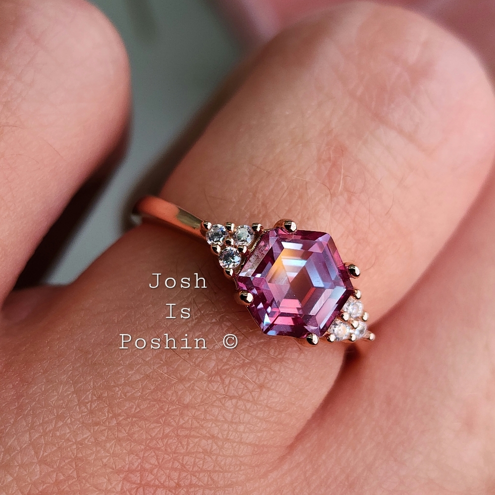 2.00CTW Alexandrite diamond ring in rose gold over sterling silver